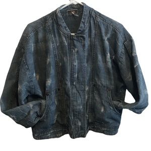 FREE PEOPLE JEANS DISTRESSED JACKET